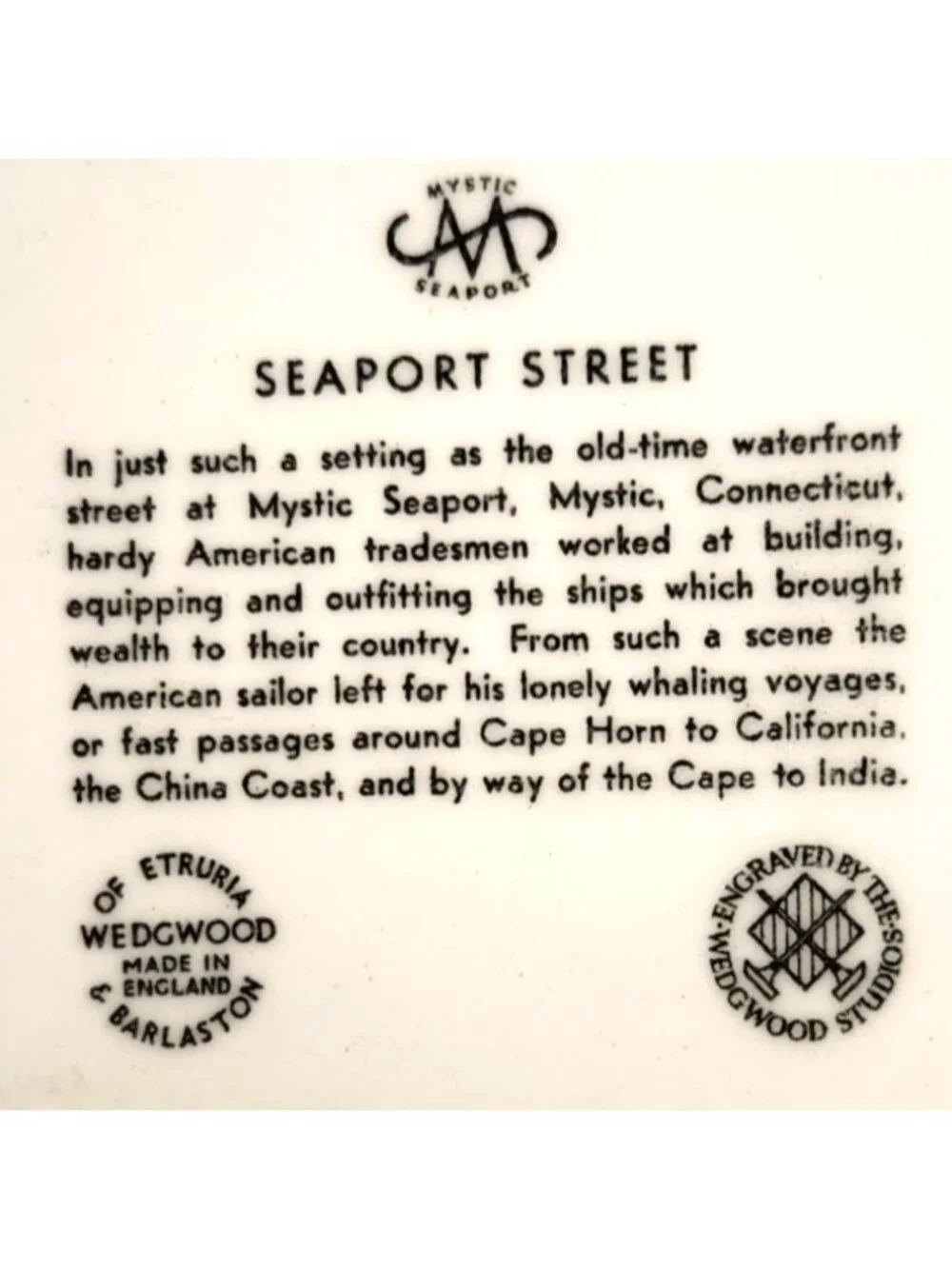 Wedgwood Plate Seaport Street Mystic 10.5